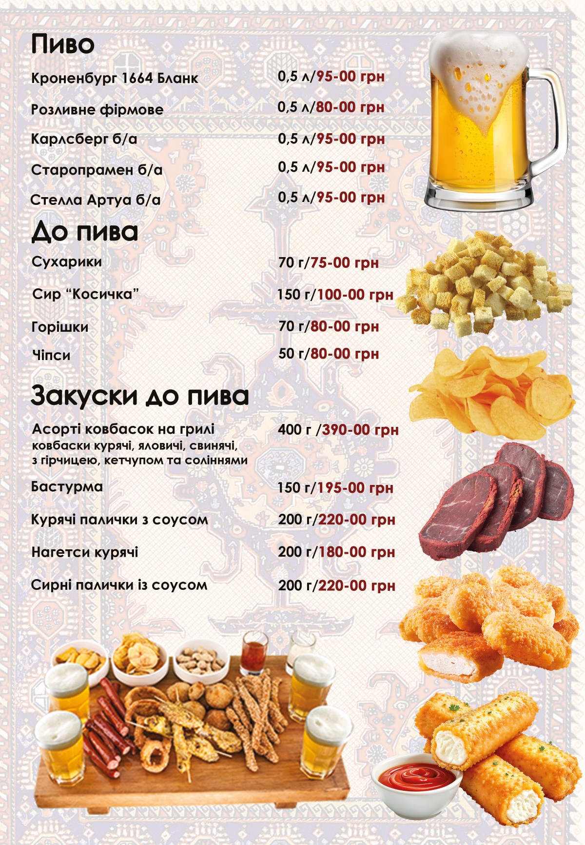 Ассорти колбасок на гриле